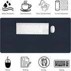 Bloss Dark Blue Desk Mat, Desk Matt for Desktop, Waterproof Large Leather Keyboard Mat, Computer Mat for Office/Home/Decor(31.5 x 15.7 Inches)