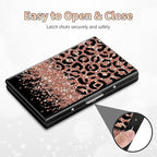 BWEGRHE Slim Credit Card Holder, Leopard Glitter RFID Blocking Metal Wallet for Men & Women, Aluminum Minimalist Hard Case Pocket-Sized Business Cards Organizer (Fits Up to 10 Cards)