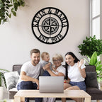 Metal Name Signs Personalized, Compass Metal Sign, Nautical Compass GPS Coordinates Metal Sign with Last Name Date, Personalized Wall Decor, Personalized Wedding Gift