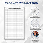 Lined Whiteboard Blank Grid Aluminum Frame Dry Erase Board Reusable Wall Mounted Board for Scheduling, to Do Lists Weekly Planning Home Work(36 x 24 Inch,Product Schedule)