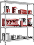 M MZG 1760 LBs 4 Tier Storage Rack Metal Wire Shelving Unit, Storage Standing Shelf Organizer for Laundry Bathroom Kitchen Pantry Garage Utility Room, Chrome 17.7" D x 59.1" W x 70.4" H