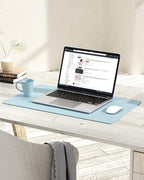 YSAGi Non-Slip Leather Desk Pad, Waterproof Laptop Computer Desk Keyboard Mat, Table Protector Blotter Mat, Large Mouse Pad for Office/Work/Home/Decor(Sky Blue, 23.6" x 13.7")