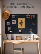 Large Felt Bulletin Board 36"x24" Cork Board Alternative - 6 Pack with 40 Safe Removable Adhesive Tabs, Cork Boards for Walls Cork Board for Home Office Classroom Pin Board-Carbon Blue