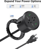 Desktop Power Grommet 3-inch Hole,40W Total Fast Charging Station, 2 PD 20W USB C Port,Flush-Mount Recessed Power Strip, 2 AC Outlets,4 USB Ports,in to The Top of Your Desk,6ft Cord