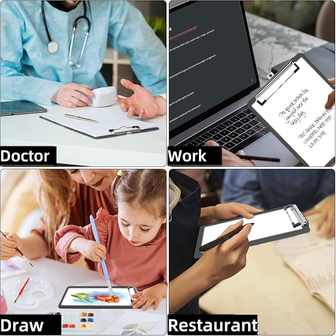 TFDLCG zm 2 PCS Clip Boards 8.5x11,Black Plastic Clipboard with Pen Holder,Standard Letter Size A4,Heavy Duty,Hanging Clipboards for Women Kids Teacher, School Office Home Supplies