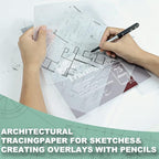 Tracing Paper 8.5x11 inch, 100 Sheets Transparent Vellum Paper for Tracing Pads, 38lb/60gsm Translucent Tracing Paper for Pencil, Marker and Ink，Trace Images, Sketch, Preliminary Drawing, Overlays.