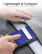 Padike Professional Business Card Holder PU Leather Business Card Case Name Card Holder Slim Metal Pocket Card Holder with Magnetic Shut (Blue)
