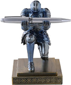 Amoysanli Knight Pen Holder Desk Organizers and Accessories Desk Decor Resin Pen Holder as Gift with a Cool Pen for Office and Home (Blue)