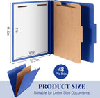 Skyygemm 48 Pcs Classification Folders Letter Size, 1 Divider Pressboard File Folder with Fasteners, Expanding File Organizer Bulk for School Teachers, Office Employee, Coworker, Staff (Dark Blue)
