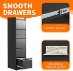 OPTYMIRA 5 Drawer Metal File Cabinet Heavy Duty Locking File Cabinets Home Office Steel Filing Cabinet Vertical File Cabinets for Legal/Letter Size File,Assembly Required