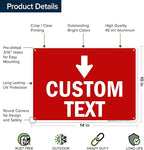 Custom Arrow,Custom Directional Sign, Down Arrow,10x14 Inches, Rust Free .040 Aluminum, Fade Resistant, Made in USA by My Sign Center