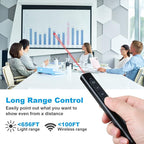 Presentation Clicker with Case,Wireless Presenter Remote with Laser Pointer Hyperlink & Volume Remote Control PowerPoint Office Presentation Clicker for Keynote/PPT/Mac/PC/Laptop(Battery Included)