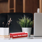 Cinnvoice 20 Pcs 2.25 Inch Cubicle Name Plate Holders Bulk Clear Double Sided Name Sign Tags for Home Library Doors Office Classroom 8.5 x 2.5 x 2.4 Inch