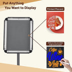 Newzueby Pedestal Floor Stand Sign Holder for 8.5x11 inches Poster or chalk board, Snap open frame,360° Rotation,Outdoor Indoor Standing Display Sign Holders for commerical, directional, Black 3 Pack