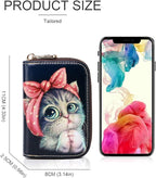 APHISON RFID Credit Card Holder Wallets for Women Leather Zipper Card Case for Ladies Keychain Wallet