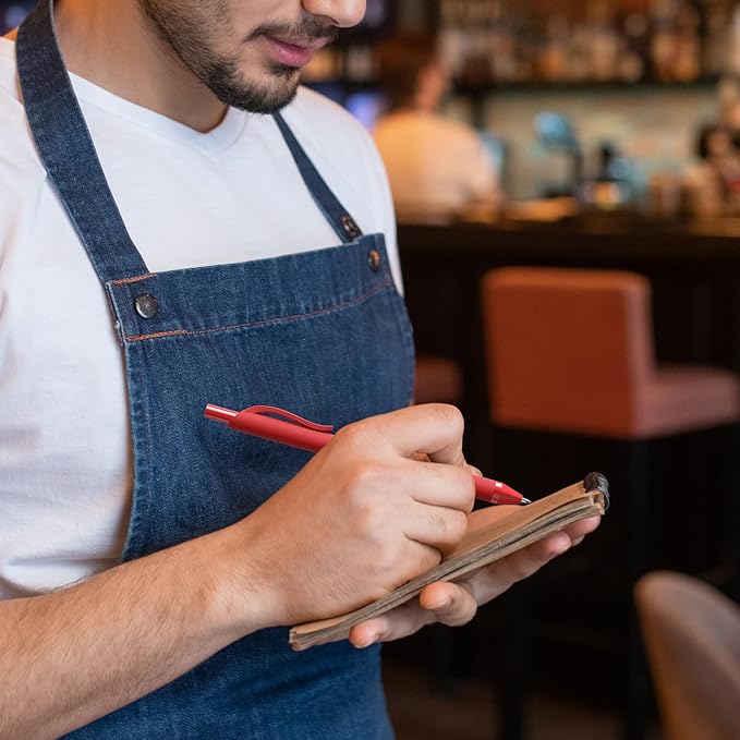 50 Pack Red Ink Pens - Bulk Pens, 1.0MM Medium Point Ballpoint Pens, Smooth Writing No Bleed Retractable Ball Point Pen (Red)