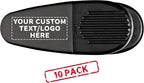 10 Magnetic Memo Holders Set - Customizable Text, Logo - Large Clip, Plastic - Black