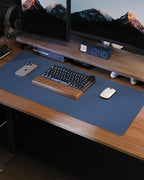 Leather Desk Pad Protector, Large Mouse Mat, Non-Slip Waterproof PU Leather Blotter, Office and Home Cover (Grey Blue, 36" x 17")