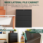 3 Drawer Lateral File Cabinet with Lock, Metal File Cabinets for Home Office, Office Furniture for Organization Hanging Legal/Letter/A4, Metal Filing Cabinet Storage Cabinet, Require Assembly, Black