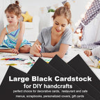 QTLCOHD 100 Sheets Black Cardstock 11 x 17 Inches Black Construction Paper Bulk Heavy Cover Card Stock for DIY Crafts Cards Making