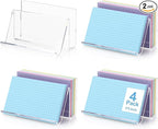 4 Pack 3x5 Index Card Display Holder Acrylic Cards Holder Stand Acrylic Business Card Holders Name Card Organizer Postcard Stand Display 200 Capacity for Studying Supplies No Card (Clear, 4 Pack)