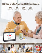 Clock with Day and Date for Elderly Battery Operated, Rechargeable Digital Calendar Clock with 12 Display Modes, 20 Alarms and Medicine Reminders, Dementia Clocks for Seniors Memory Loss Alzheimer's