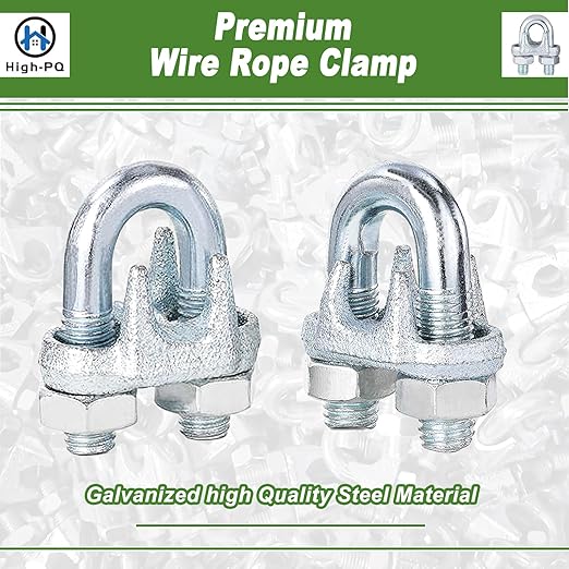 30 PCS 1/8 Inch Wire Rope Clamps, M3 Heavy Duty Galvanized Wire Cable Clamps for Tent Ropes, Boat, Clotheslines, U-Bolt Saddle Fasteners for Secure Connections