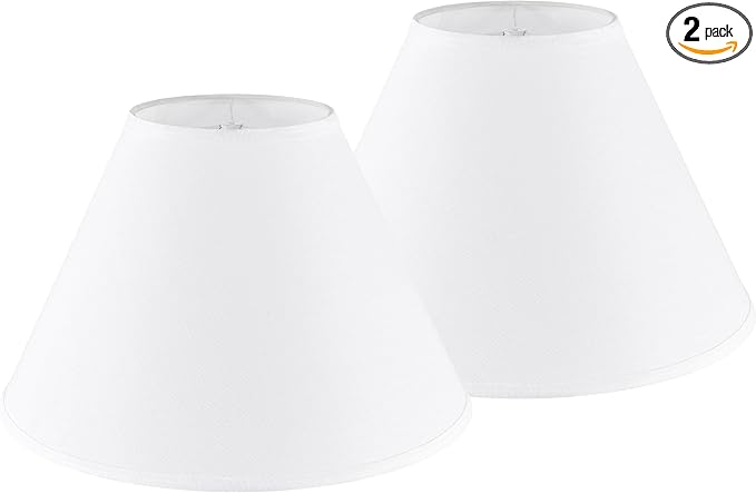 GO&SO 2pcs Pure White Large Lamp Shades,Empire Lamp Shade 6.5" Top x 16.3" Bottom x 10.5" High,Replacement Lamp Shade for Table Lamp,Floor Lamp,Natural Linen Hand Crafted Lamp Cover, Assembly Required