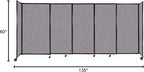 Versare Straightwall Sliding Portable Wall Partition | Freestanding Office Dividers | Locking Wheels | Temporary Room Separator | 11'3'' Wide x 5' Tall Cloud Gray Fabric Panels