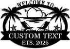 Custom Metal Coastal Beach House Welcome Sign, Personalized Patio and Pool Sign, Ocean Room Wall Art, Outdoor Coastal Decor