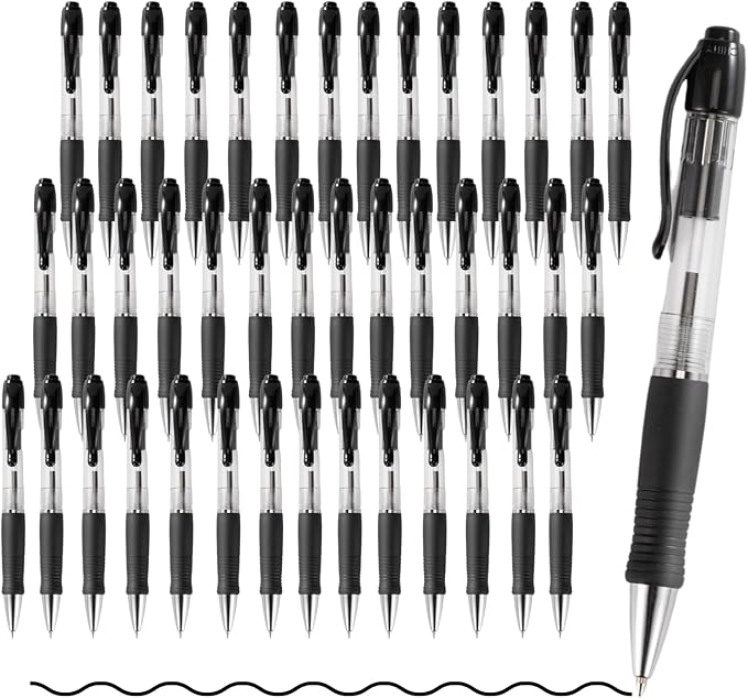 BallPoint Pens Bulk, 100 Pack (BLACK Ink), No Bleed Black Ink with soft Grip, Click Pens for Office Home and School, Retractable Ballpoint Pens, Medium Point, 1.00MM Smooth Writing (Black)