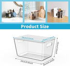 KJIXYUNG 4 Pack Clear Stackable Storage Bins with Lids, Large Plastic Pantry Organizers and Storage Containers for Kitchen Cabinet, Fridge, Closet, Bathroom - BPA-Free Home Organization Must Haves