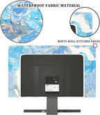 Baocicco Baby Blue Gold Marble Waterproof Computer Monitor Dust Cover 26, 27, 28 Inch Modern Monitor Accessories Laptop TV LCD Fashion Screen Monitor Decoration for Tablet Home Office Computer