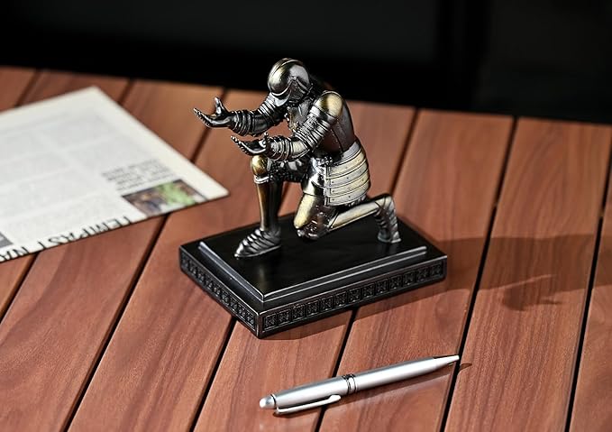 Amoysanli Executive Knight Pen Holder Decorative Resin Pen Holders For Desk Organizer Cool Ornament Gift For Office and Home (Iron)