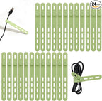 Donruby 24Pcs Silicone Cable Ties - Reusable & Washable with Locking Buckles, Adjustable Fastening Cable Management Straps, Multi-Purpose High Elasticity Cord Organizer (Matcha Green)