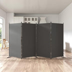 Helios&Hestia 4-Panel 6 ft Tall Indoor Folding Room Divider, Portable Privacy Screen, Freestanding Partition Separator, Temporary Wall Separation for Bedroom, Office, 136" W X 71" H, Dark Grey
