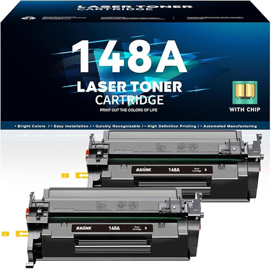 148A Toner Cartridge (with Chip) Compatible Replacement for HP 148A 148X W1480A W1480X Compatible for HP Pro 4001dw 4001dn 4001n MFP 4101fdw 4101fdn Printer (2 Black)