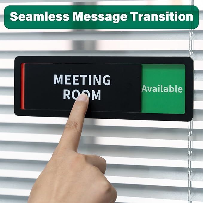 Meeting Room Office Door Sign Do Not Disturb,Versatile In-Use/Available Slider Sign for Business Home, Meeting Vacant Occupied Privacy Room Sign, Frosted Black 8" x 2.6"