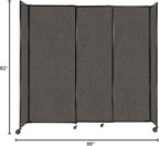 Versare Straightwall Sliding Portable Wall Partition | Freestanding Office Dividers | Locking Wheels | Temporary Room Separator | 7'2" Wide x 6'10" Tall Mocha Fabric Panels