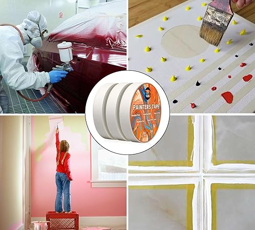 DOAY 3 Pack White Painters Tape - Masking Tape 1 Inch Wide - Multi-Surface, Smart Adhesion, Indoor & Outdoor - 270FT Total - Paint Tape for Artist, DIY, Labeling, Art, Car, General Purpose (#3910)
