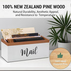 100% Real Wood Mail Organizer for Countertop, Dual-Sided Mail Script Design, Mail Holder for Office, Desk, Entryway Table, Rustic Farmhouse Style, Great Home Decor Gifts