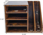 PAG Wood Desktop File Holder Organizer Mail Sorter for File Folders, Mails, Envelopes, Mailing Supplies or Magazines, Brown