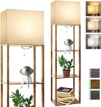 RUNTOP Plus Floor Lamp with Shelves, Modern Shelf Floor Lamp with 15W 3CCT LED Bulb and Memory Function, Wide Shelf Lamp for Display Storage, Standing Lamps for Living Room, Bedroom, Office, Corner