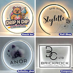 Custom Backlit Logo Sign, Plug/Battery Personalized Led Backlight Metal/Acrylic Sign LOGO for Business Wall, Wall Mount Lighted Signs Customizable for Spa Beauty Studio Office Room Storefront Decor