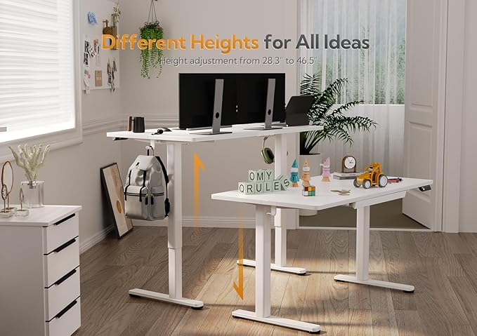 Claiks Standing Desk with Drawers, Stand Up Electric Standing Desk Adjustable Height, Sit Stand Desk Computer Workstation, 40 Inch, White