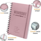 Nextnoid Hardcover Fitness Planner Workout Journal for Women & Men - Undated A5 Sturdy Fitness Log Book to Track Gym & Home Workouts - Pink Separately Packaged 2 Pieces