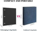 INFUN Telescoping 3 Ring Binder - 4PCS-Black,Portable Plastic 3 Ring Binder with Telescoping Spine, Binders with Foldable Front Cover Holds 8.5" x 11" Paper for School,Office and Homes