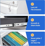 MIIIKO White Filing Cabinet 3 Drawers on Wheels Under Desk, Metal Rolling File Cabinet with Lock for Home Office, Small Mobile File Cabinet for Letter Legal File Folders, Un-Assembled