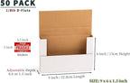 YUSHYIJIE 50 Pack 9x6x1.3 inch Small Shipping Boxes, Multi-Depth Flat Cardboard Boxes with Fragile Stickers for DVD Shipping, Packing, Moving, Storage, White
