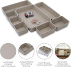 Welaxy Desk Drawer organizer trays Felt storage bin Sleek Minimalist Lifestyle chic aesthetics room décor for home office dorm closet decluttering 8-piece (Stone)